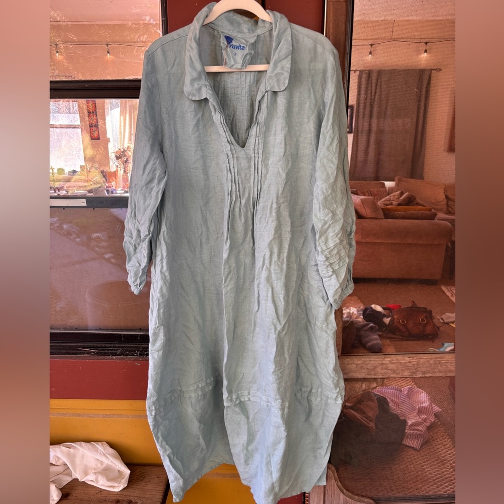 Yuvita Light Blue Linen Dress